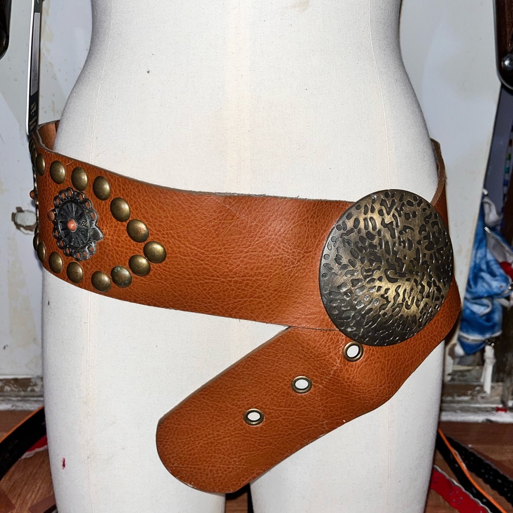 VTG y2k wide chunky western belt